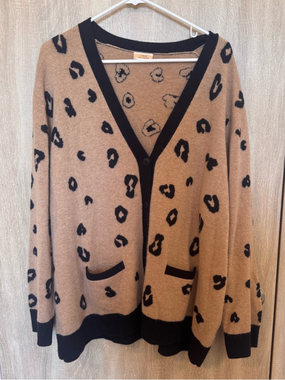 J. Crew Leopard Print V-Neck Cardigan - Tan and Black